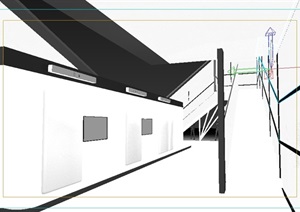 现代详细的展览厅空间3d模型