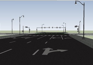 现代十字路口公路设计SU(草图大师)模型