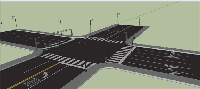 现代十字路口公路设计su模型(3)