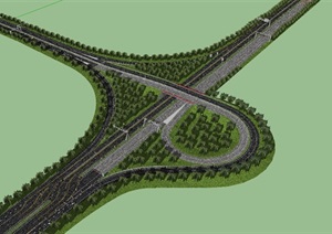 交通道路高速公路设计SU(草图大师)模型