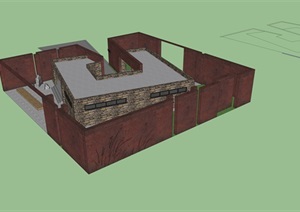 方形厕所建筑设计SU(草图大师)模型