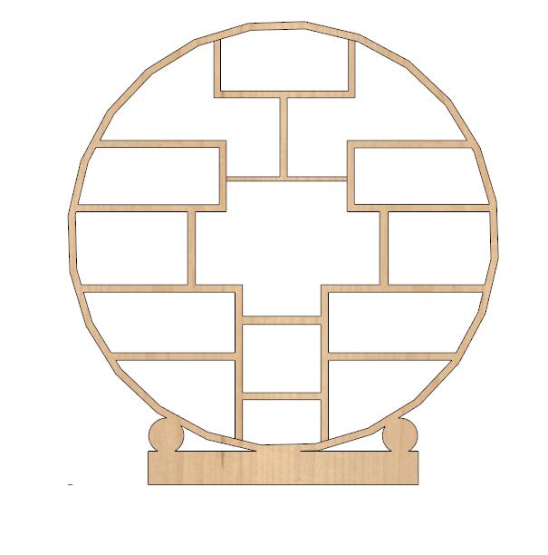 中式风格圆形木质书架su模型