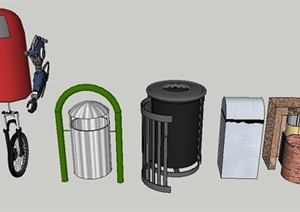 5款各式造型垃圾箱素材SU(草图大师)模型