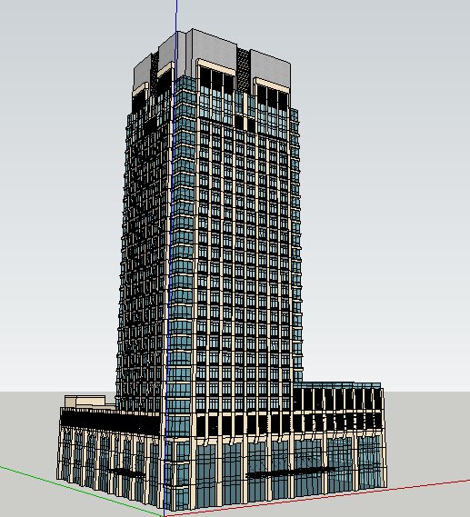 现代高层商务中心办公大楼建筑su模型(1)