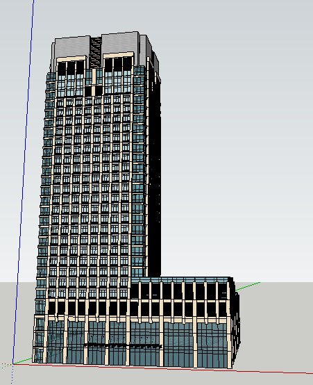 现代高层商务中心办公大楼建筑su模型(2)