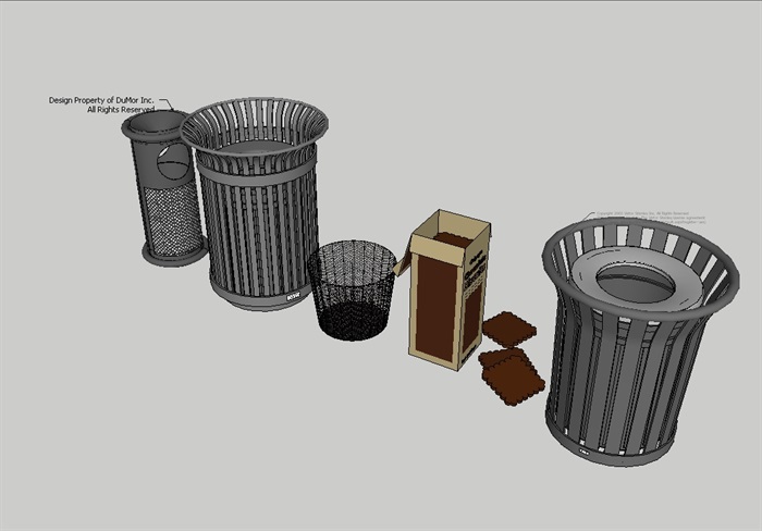 垃圾桶五个su模型(3)