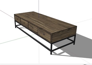 现代钢木茶几设计SU(草图大师)模型