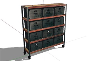 可移动储物柜设计SU(草图大师)模型