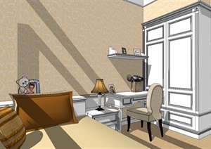 一个简欧风格的卧室SU(草图大师)模型