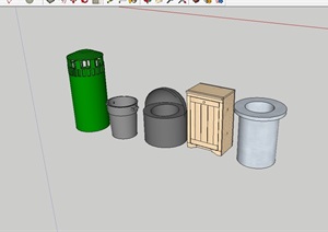 六个不同的垃圾箱设计SU(草图大师)模型