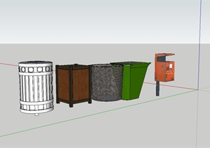详细的垃圾箱水池设计SU(草图大师)模型