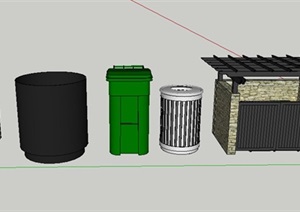 5种景观垃圾桶素材SU(草图大师)模型