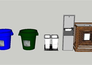 7种户外垃圾桶素材SU(草图大师)模型