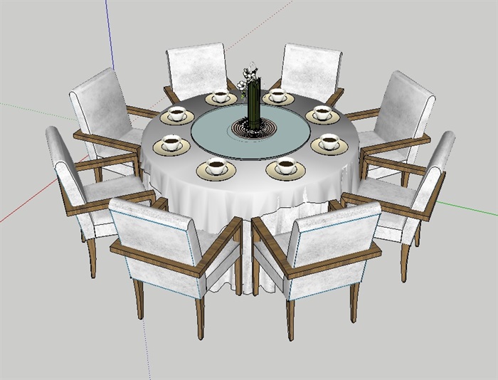 室内空间详细餐桌椅组合设计su模型(1)