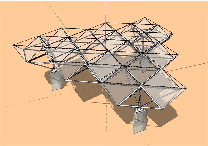 现代详细的张拉膜亭设计su模型(1)