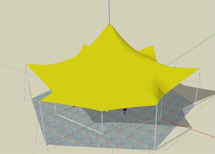 黄色的张拉膜素材设计su模型(1)