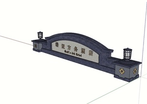 酒店前景墙设计SU(草图大师)模型