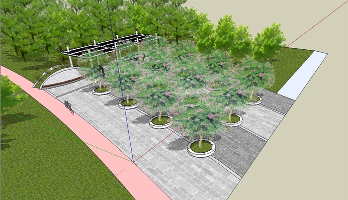 详细小型广场景观设计su模型(2)