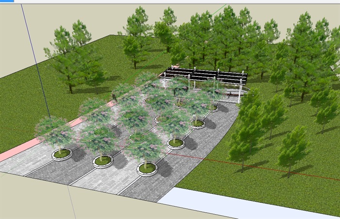 详细小型广场景观设计su模型(3)