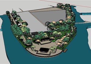 滨水公园详细景观设计SU(草图大师)模型