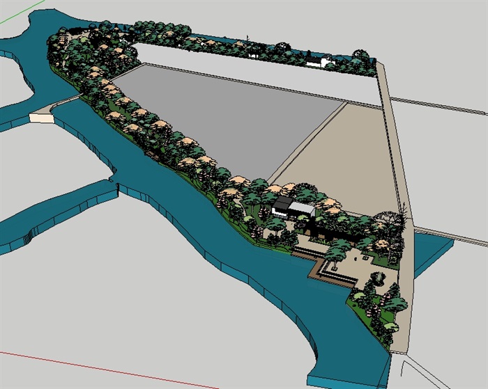 滨水公园详细景观设计su模型(2)