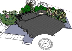 塘溪公园部分景观设计SU(草图大师)模型