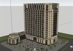 新古典酒店多层详细完整的建筑SU(草图大师)模型