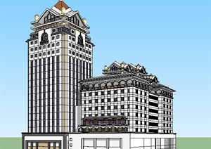 某市大酒店设计方案建筑SU(草图大师)模型