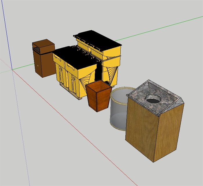 多个完整的垃圾箱设计su模型(2)