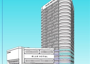 现代城市高层酒店建筑设计SU(草图大师)模型