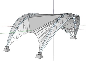 现代拱形张拉膜素材SU(草图大师)模型