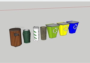 园林详细的垃圾箱设计SU(草图大师)模型