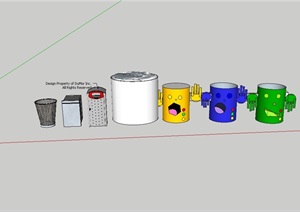 多款不同的垃圾箱详细设计SU(草图大师)模型