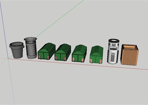 园林详细的垃圾箱SU(草图大师)模型