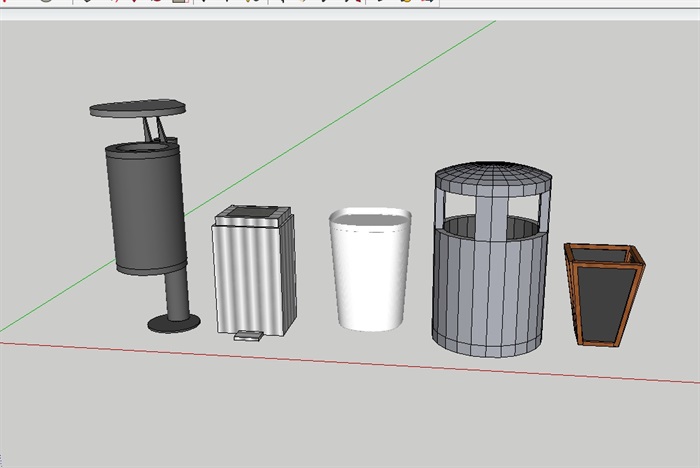 现代景观详细的垃圾箱设计su模型(1)