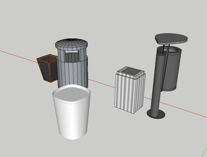 现代景观详细的垃圾箱设计su模型(3)
