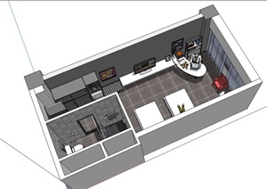 现代酒店标准房室内设计SU(草图大师)模型