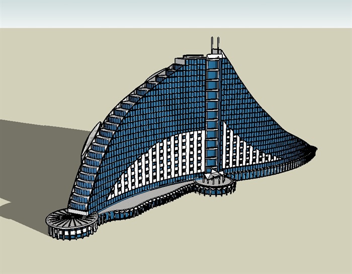 迪拜朱美拉酒店详细建筑设计su模型(1)
