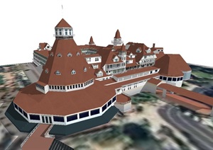 德尔科罗纳酒店建筑设计SU(草图大师)模型