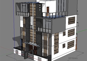 现代风格多层复合住宅楼建筑设计SU(草图大师)模型