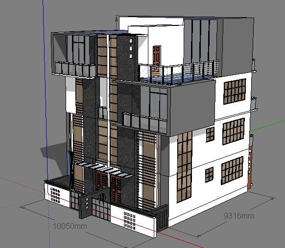 现代风格多层复合住宅楼建筑设计su模型(1)