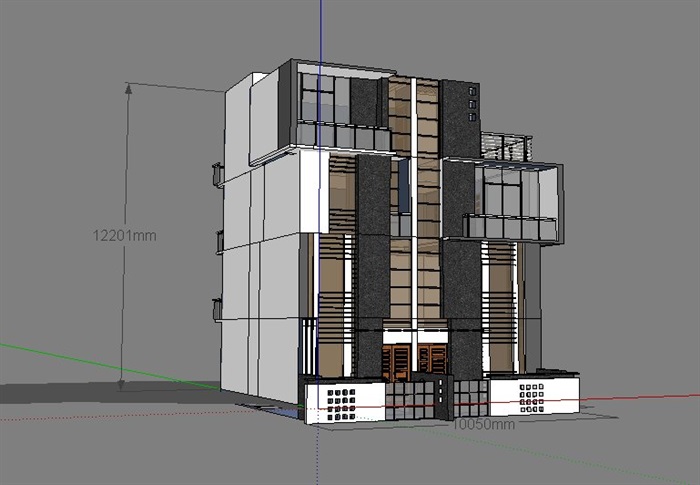 现代风格多层复合住宅楼建筑设计su模型(3)