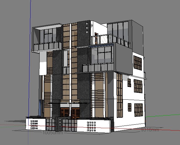 现代风格多层复合住宅楼建筑设计su模型(2)