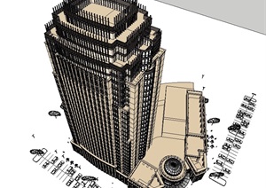 新古典万科金域蓝湾酒店建筑设计SU(草图大师)模型