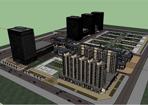 现代风格大型商业住宅办公综合体SU(草图大师)模型