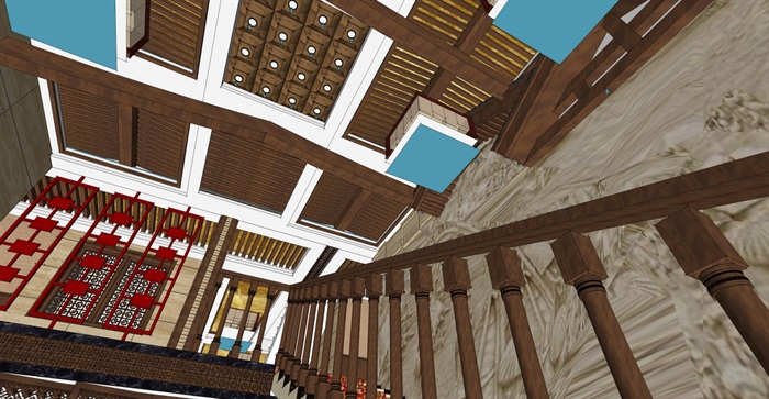 古典中式风格旅馆空间设计su模型(3)