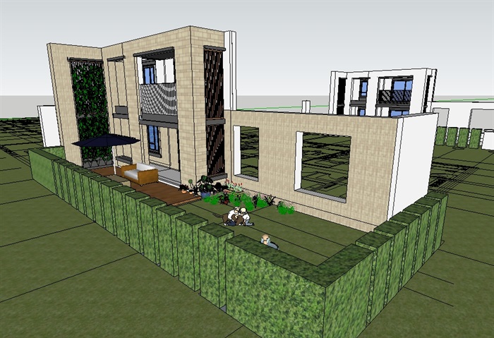 住宅建筑墙体设计su模型(1)