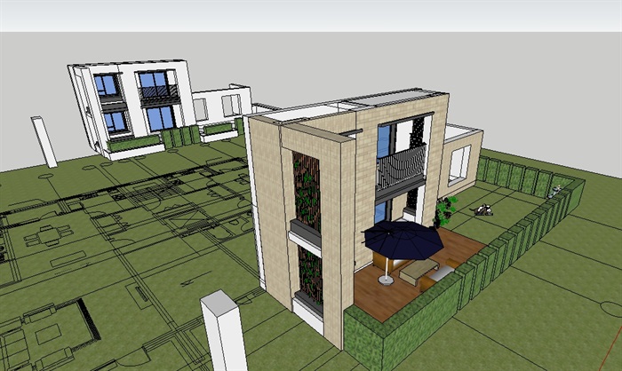 住宅建筑墙体设计su模型(3)