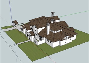 某西班牙风格别墅独栋设计SU(草图大师)模型