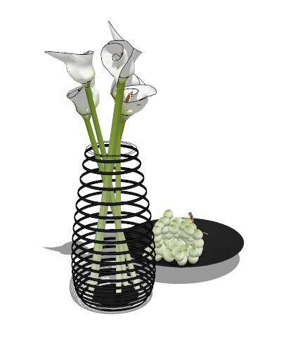 现代花瓶插花摆件设计su模型